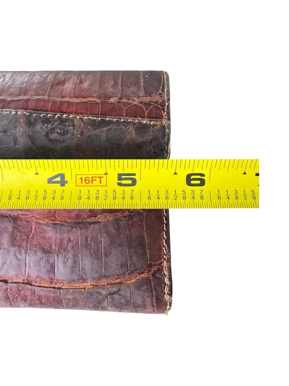 Vintage Genuine Crocodile Skin Leather Wallet Clutch Brown Bifold
